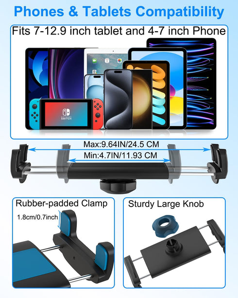 Magnetic Tablet Holder, iPad Magnetic Mount for Fridges, Metal Rack, Compatible with 4.7-12.9" Phones and Tablets