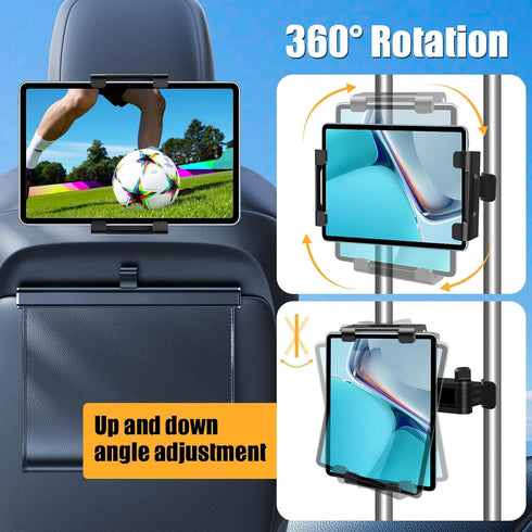 najiaxiaowu 2 Pack Car Tablet Holder, 360° Rotating Adjustable Headrest Mount for 5.5-18.4 Inch Tablets/Phones, Black