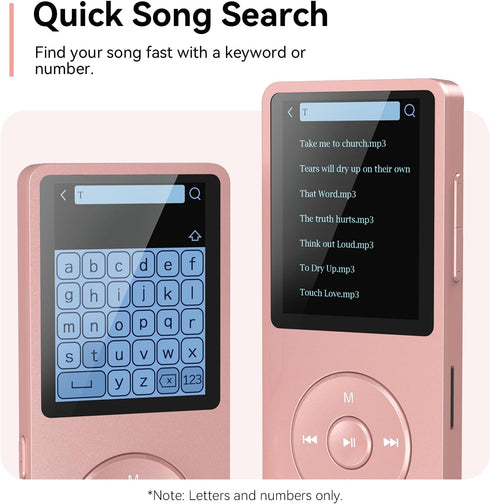 AGPTEK A02 MP3 5.3, 1.8 inch 128GB(Rose 64GB) Player with Bluetooth Screen Portable Music Player with Speaker, FM