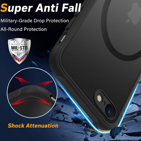 Magnetic iPhone SE Case 2022/3rd/2020/2nd Gen, iPhone 8/7 Case, Military Grade Drop Tested, Shockproof Slim Case