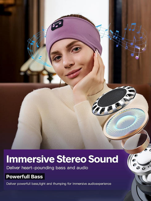 Sleep Headphones Bluetooth Headband,Sleeping Headphones Sports Headband Headphones, Long Time Play Sleeping Headsets with Built in Speakers Perfect for Workout,Running,Yoga