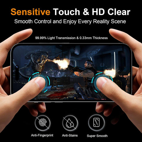 QHOHQ 3 Pack Privacy Screen Protector for iPhone 15 Pro (6.1 Inch) with 3 Pack Camera Lens Protector, Anti Spy, 9H