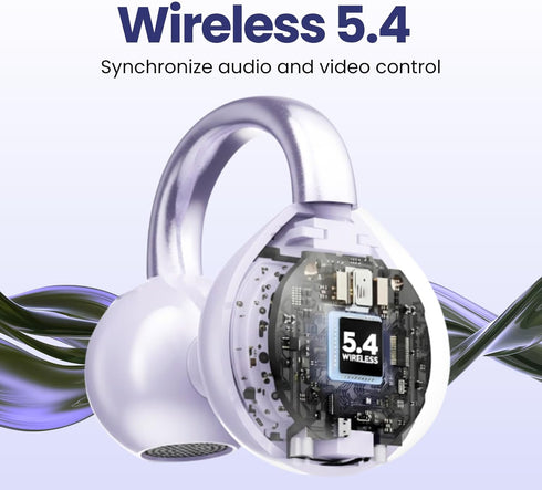M79 5.4, 60H HC Clip On Earbuds, Open Ear Earbuds Wireless Bluetooth Lightweight Ear Clip Headphones with Mic