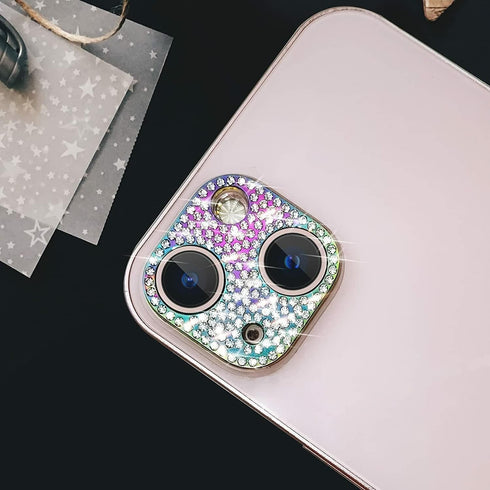 Omorro Bling Camera Lens Cover Protector for iPhone 14, 3D Glitter Crystal Diamond Rhinestone Anti-Scratch Sticker