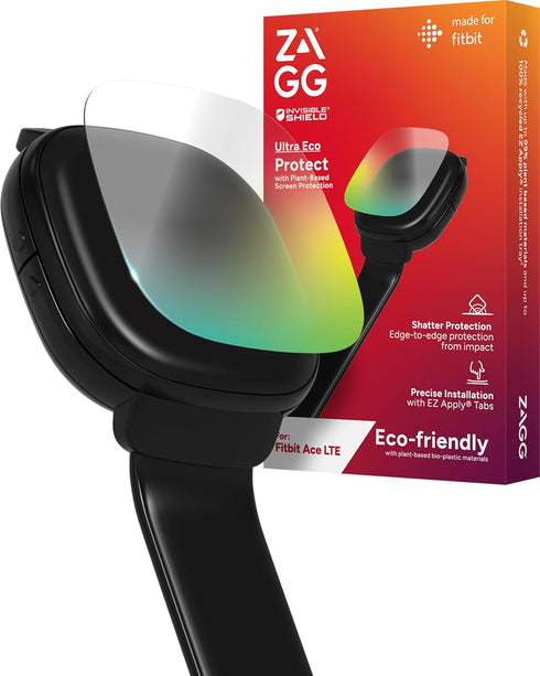 ZAGG Ultra Eco Screen Protector for Fitbit Ace LTE - Glass-like Clarity, Impact & Scratch Protection, Plant-Based