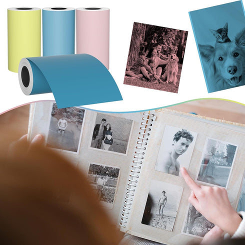 MFLABEL Kids Instant Camera Refill Print Paper, 12 Rolls White Mini Thermal Printer Paper for Kids Camera