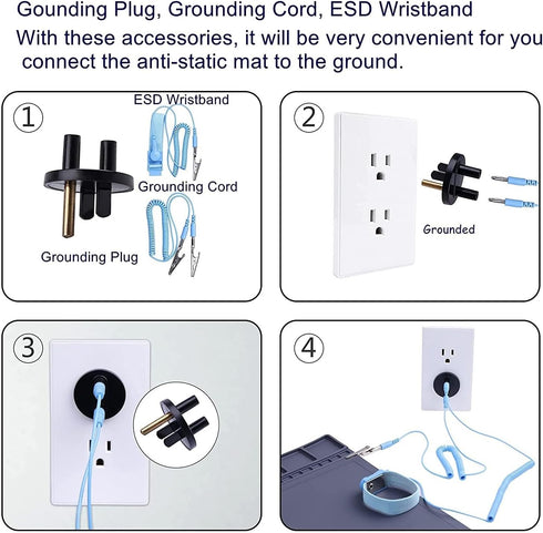 932F 15.9 12 Anti-Static Mat ESD Safe for Electronic Includes ESD Wristband and Grounding Wire, HPFIX Silicone