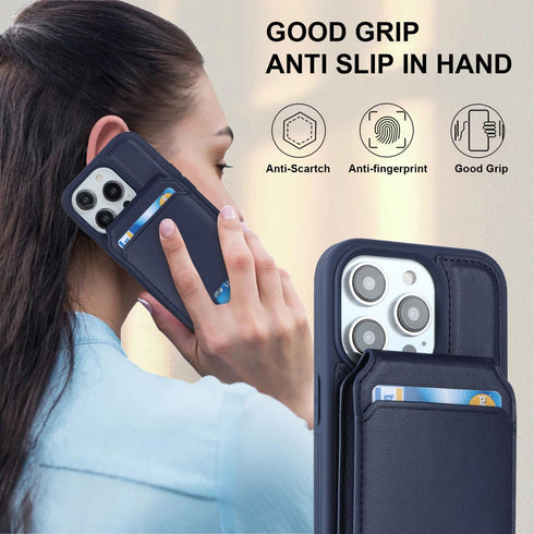 Havaya Wallet Case for iPhone 13 Pro, Magsafe Compatible with Card Holder, Detachable Magnetic Leather Cover, Blue