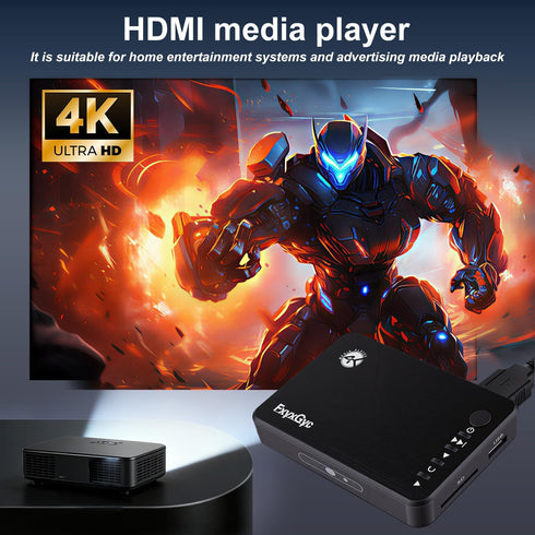 FxyxGyc 4K 4K@30Hz Output,H.265/H.264/AVC MP4/MKV/MP3/AVI/TS/Rmvb/Mov/ISO/JPG HDMI Media Player, Ultra HD Digital Media