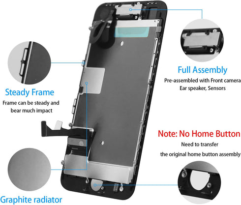 iPhone 8 Screen Replacement - Black Full Assembly 4.7" 3D Touch LCD Display with Repair Tools