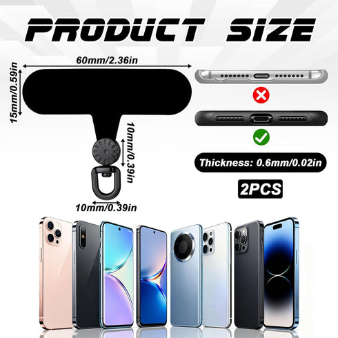 Jxiwfvl 2 Pack 360 Phone Wrist Strap Tether Tab Clear, Cellphone Tether Tab, Rotatable Phone Lanyard Tabs, Wrist Strap