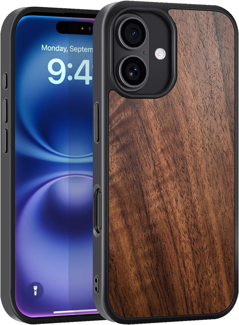 JuBeCo Wooden Phone Case is Suitable for iPhone 16, 6.1 inches, Unique Natural