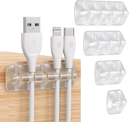 Syncwire Clear Cable Clips, Self Adhesive Cord Management Organizer for Home, Office, Nightstand, Desk Accessories