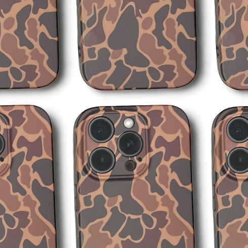 Camo Phone Case for iPhone 15 Pro, Duck Camo, Rugged Outdoors Design, Classic Vintage Style