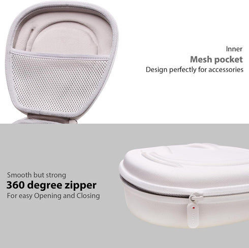 LTGEM Hard Headphone Case - White+Grey for Logitech H390, JLab Go Work, EAGLEND, JIAMQISHI, FEABASK (6.8"x7"x2.9")