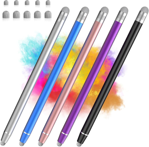 STYLUSLINK Stylus Pen for Touchscreen, 5 Pack Dual Fiber Stylus, High Sensitivity and
