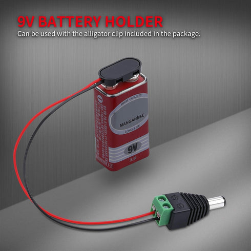 DAIERTEK 10pcs 9V Battery Connector Snap Clip I Type with Alligator Clips and DC Male Power Plug