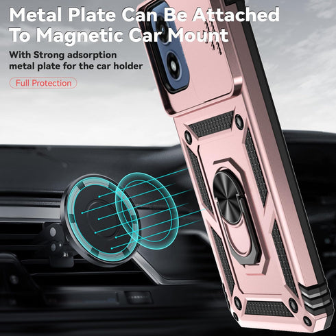 Moto G 5G 2024 Case with Slide Camera Cover, HD Screen Protector, Military Grade Drop Tested Magnetic Ring Holder
