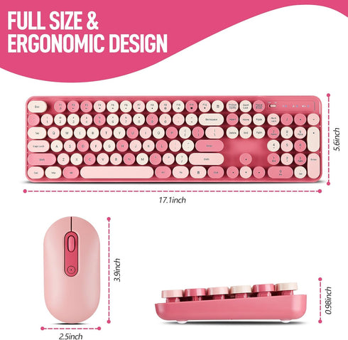 Guiheng Set 2.4G Wireless Keyboard and Mouse Combo, Full Size Compact Quiet Wireless Keyboard and Mouse Ultra-Thin