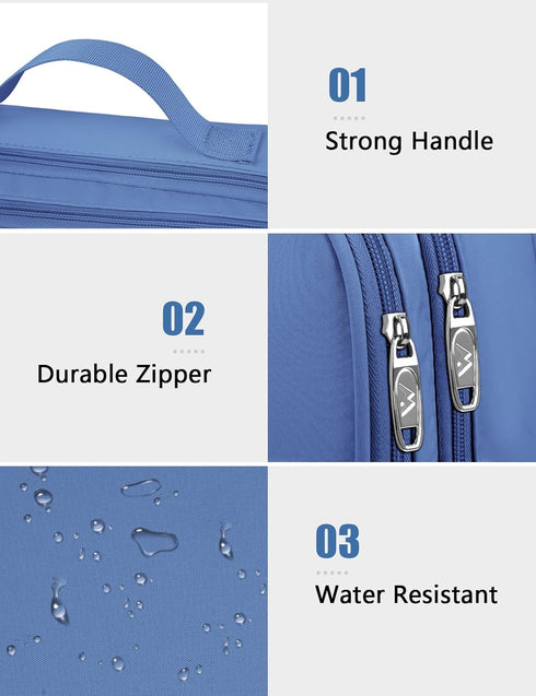 MATEIN Electronics Organizer Bag, Double Layers Tech Organizer with Handle for Cable, Charger, Phone, Ipad Mini, Blue