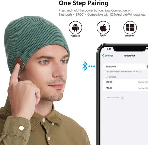 Bluetooth Beanie, Bluetooth 5.2 Wool Hat, HD Stereo, 24 Hours Playtime, Built-in Microphone, Men's/Women's Christmas