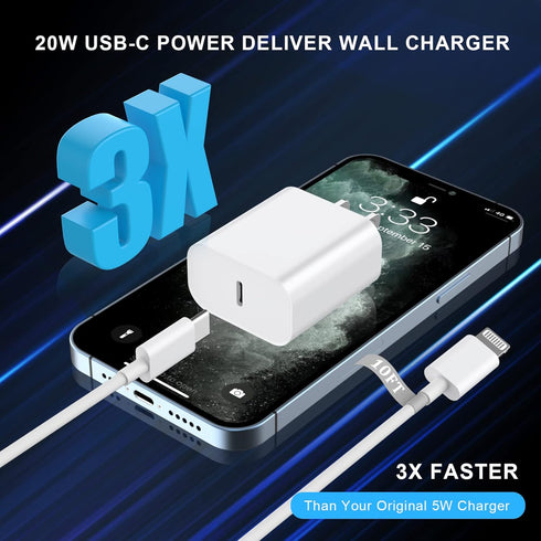 iPhone Charger Fast Charging 10 FT, 2 Pack 20W USB C Wall Charger Block with 10FT Type C to Lightning Cable for iPhone