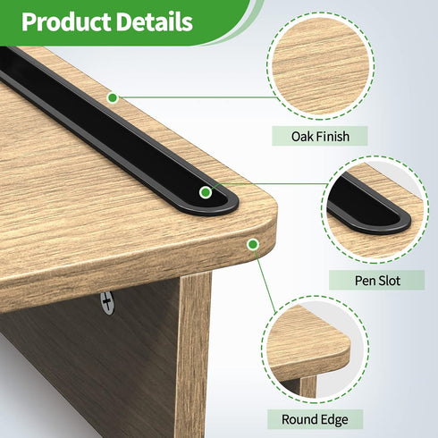 Zimilar Large Oak Dual Monitor Stand Riser with Adjustable Length and Angle, Wood Monitor Stand for 2 Monitors with