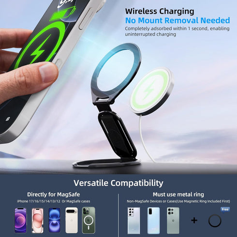 XZZUO 17/16/15/14/13/12 Compatible with MagSafe Phone Grip with Phone Ring Holder, All-in-ONE Cell Phone Grips