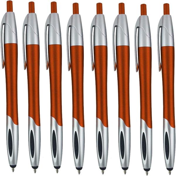 12 Pack 2 in 1 Multi-Function Stylus + Ballpoint Pens for Touchscreen Devices in Black Ink, Orange