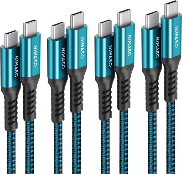 NIMASO USB C to USB C Cable 60W 4-Pack (10ft+6.6ft+3.3ft+1ft), Compatible with Samsung Galaxy S21/S21+/S20+ Ultra,