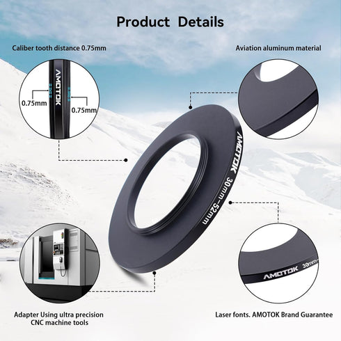 30mm to 52mm Camera Lens Adapter - 30mm to 52mm Filter Step Up Ring, Compatible with All 52mm Filter Accessories