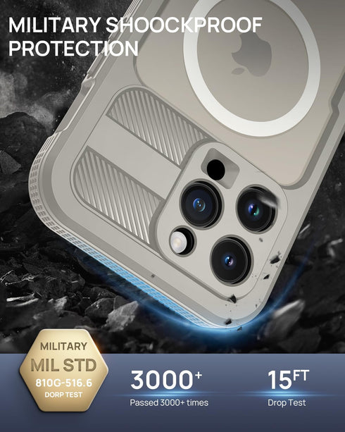Lanhiem IP68 Waterproof Case for iPhone 15 Pro 6.1 Inch, Dustproof with Built-in Screen Protector, Heavy Duty Rugged
