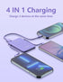 miisso 6000mAh Ultra Slim Power Bank, Built-in Cables, Card Size Portable Charger for Phones, 3 Output External Battery