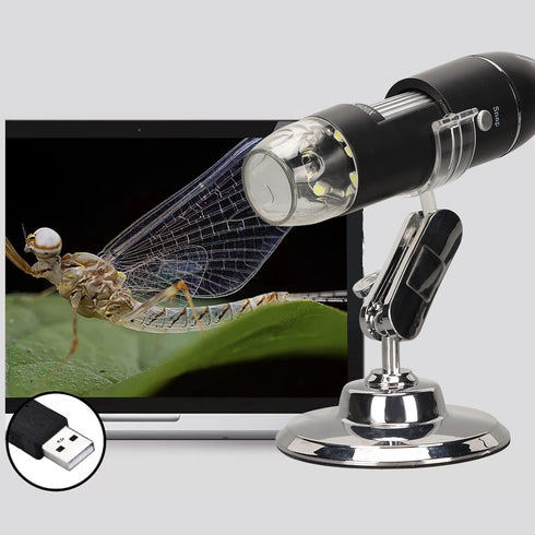 USB Digital Microscope 50X to 1600X - Magnification Endoscope Camera with 8 LEDs, Portable Handheld Microscope with