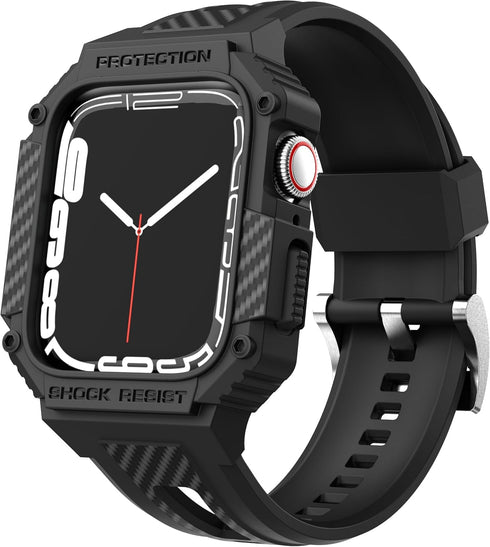 GELISHI Bands for Apple Watch 9/8/7, Rugged Men Sport Band with Protective Case for Apple Watch SE