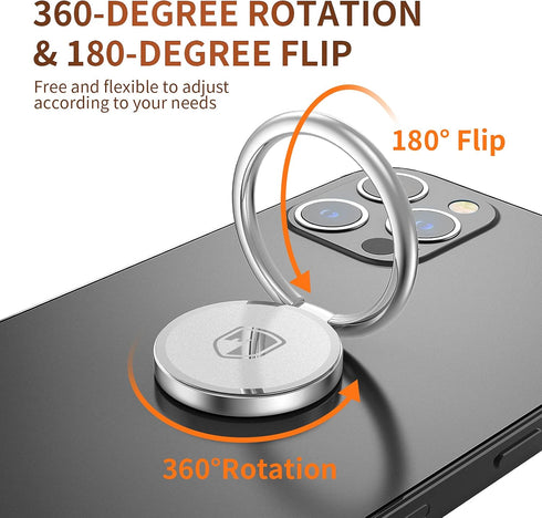 Generic 360 Cell Phone Ring Holder Stand Degree Rotation Finger Ring, Polished Metal Phone Grip for Magnetic Car Mount