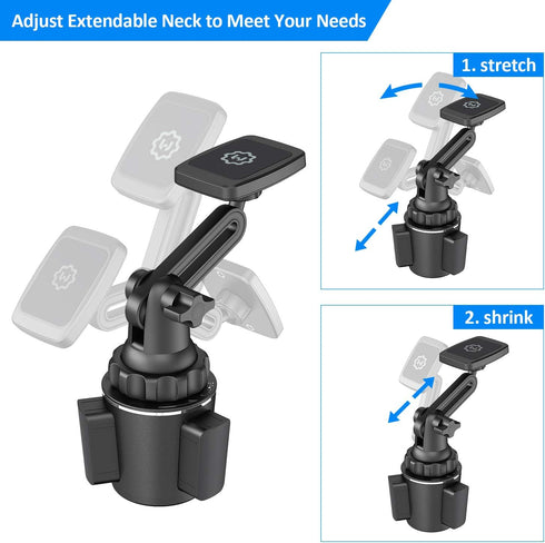 WixGear Magnetic Cup Holder Phone Mount, Extendable Arm Universal Car Cup Holder Adjustable Base for Smart Phone Cradle