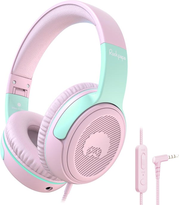 Shop rockpapa Share 1 Kids Headphones: Wired, Microphone, 85dB/94dB Volume Limit, Cute Foldable for School, Travel -