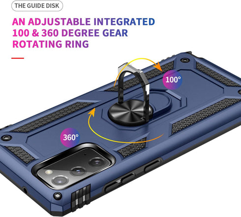 Samsung Galaxy Note 20 Case - Note20 5G Case with HD Screen Protectors, Military-Grade Metal Ring Holder Kickstand