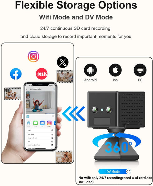 HIGSEEU 4K Wireless Security Camera, WiFi Indoor Camera, Cameras for Home Security, Baby Monitor, Nanny Cam with Night