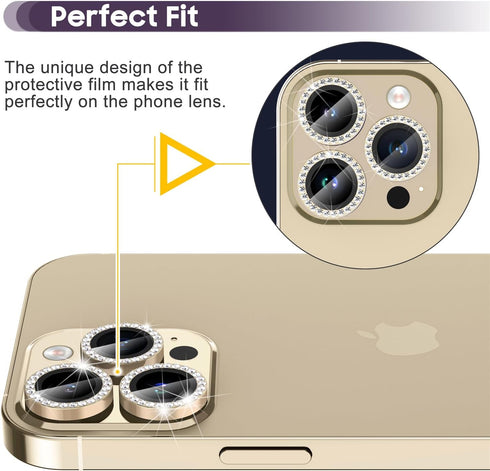 Suoman for iPhone 14 Pro Max Camera Lens Protector, Diamonds Bling Tempered Glass Cover