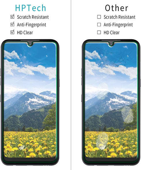 HPTech 2-Pack Tempered Glass Screen Protector for LG K51, Reflect, Q51 | Easy Install, 9H Hardness, Bubble Free