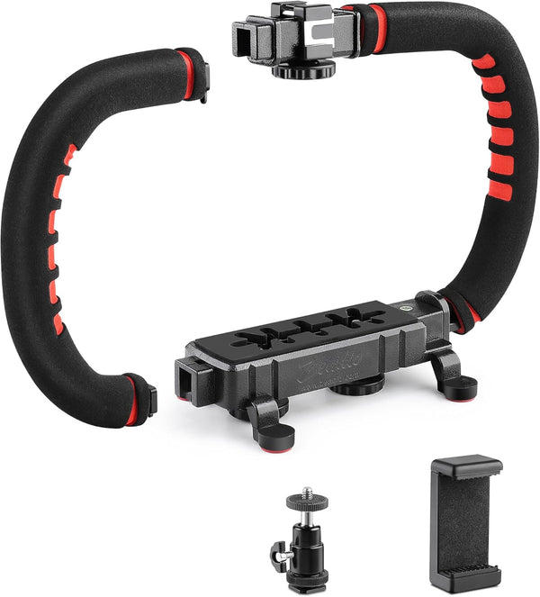 Zeadio Camera Smartphone Stabilizer, Handheld Video Rig for All Cameras, Camcorders, Action Cameras, Smartphones
