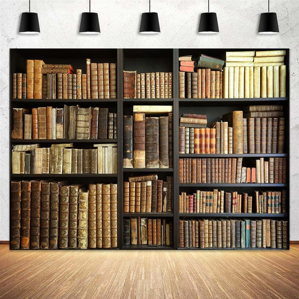 Etsyoki 5x3ft Brown Bookshelf Backdrop Modern Library & Office Decor for Zoom Meetings,