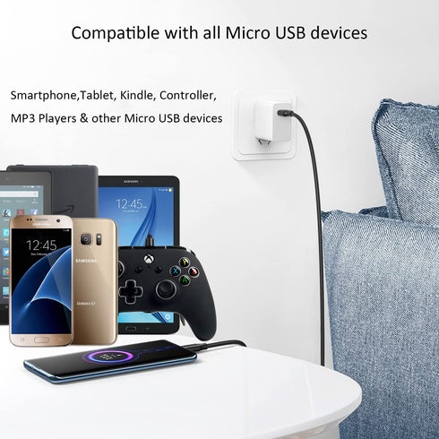 USB-A to Micro USB Charging Cable, 480Mbps Transfer Speed, USB 2.0 Fast Charger Cord 3.3Ft for Samsung LG Sony Android