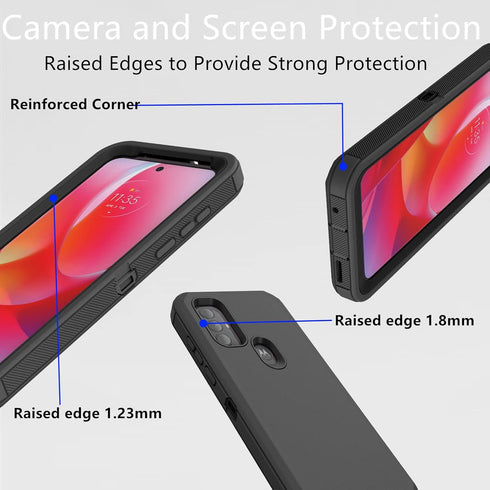 for Motorola Moto G Play 2023 Case, Heavy Duty Defender Shockproof Dustproof Protection 3 in 1 Rugged Cover, Black