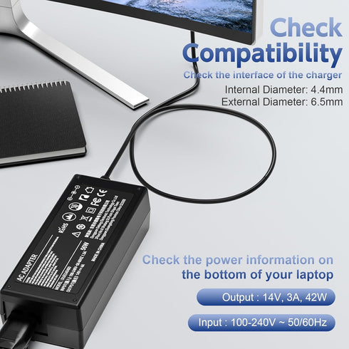 DC 14V Power Cord for Samsung Monitors 32" 27" 24" 22" 20" 19" 18" 17" 15" - Compatible Power Supply