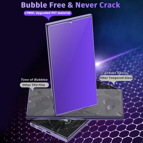 Samsung Galaxy S24 Ultra Privacy Screen Protector - LYWHL 2 Pack, Purple Gradient, Anti Blue Light, Fingerprint Unlock,