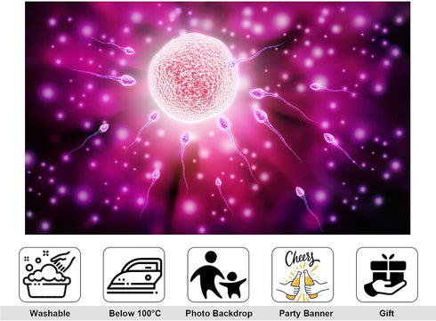 KeyWork 5x4ft Fertilization Science Illustration Backdrop Reproductive Biology Photography Background for Health Fair