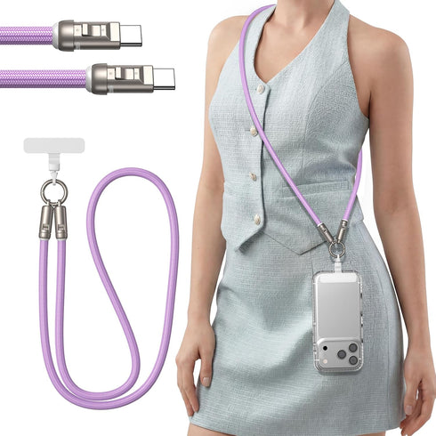 Phone Lanyard Crossbody USB C Cable, PD240W USB C to USB C